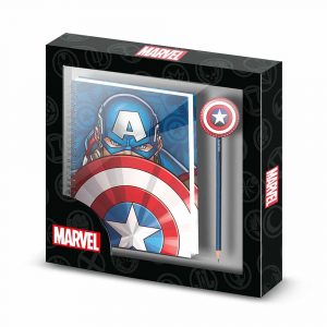 Conjunto de caderno + lápis Captain America Marvel