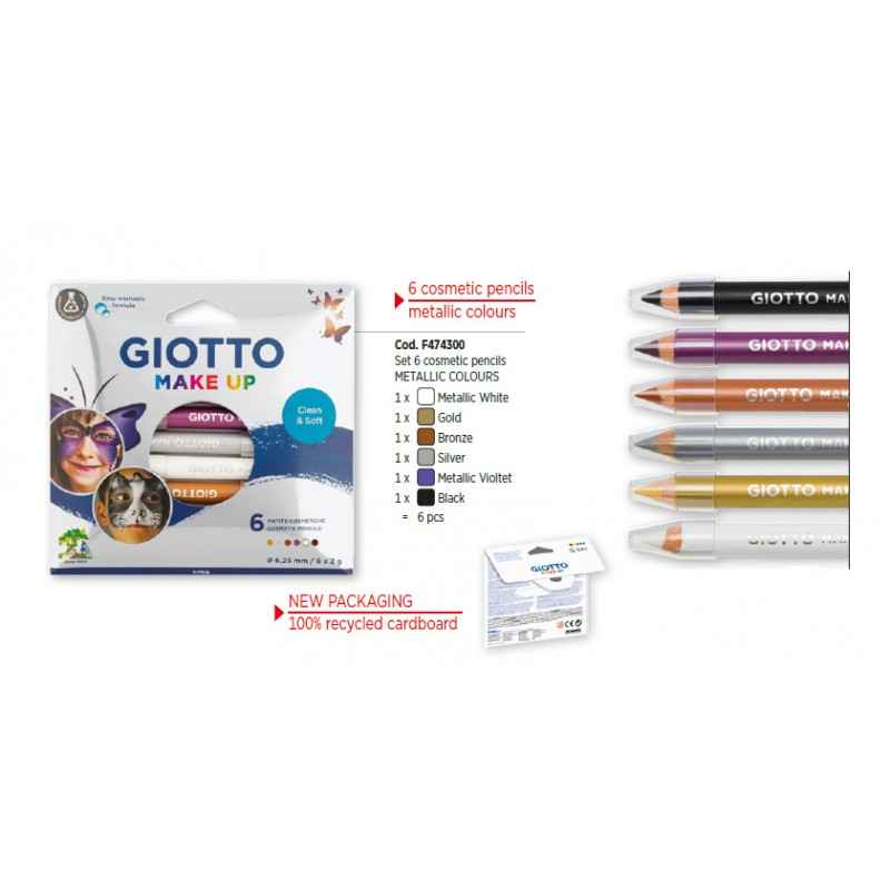 CONJUNTO GIOTTO MAKE UP 6 LAPIS COSMETICOS CORES METALICAS - Image 2