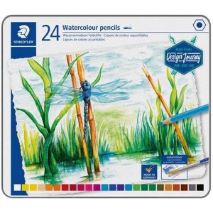 Caixa de metal 24 lápis Aguarelável em cores sortidas