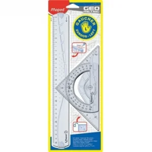 Maped Conjunto Régua, Transferidor e Esquadro GeoMetric, para Esquerdinos