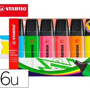 MARCADOR FLUORESCENTE STABILO BOSS 70 ESTOJO DE 6 UNIDADES CORES SORTIDAS