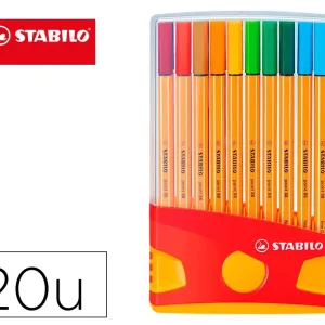 Marcador stabilo ponta de fibra point 88 cor parade estojo de 20 marcadores.