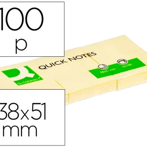 BLOCO DE NOTAS ADESIVAS Q-CONNECT AMARELO 38 X 51 MM COM 100 FOLHAS
