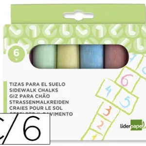 Giz para chao liderpapel cores sortidas caixa 6 unidades.