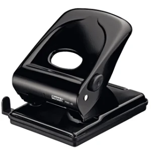 Furador rapid fmc40 metalico cor preta capacidade 40 folhas.