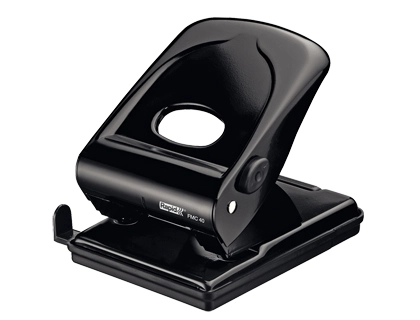 Furador rapid fmc40 metalico cor preta capacidade 40 folhas.