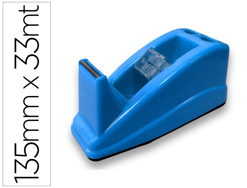 Desenrolador secretaria q-connect plastico para fitas de 33 mt cor Azul 135x58x60 mm.