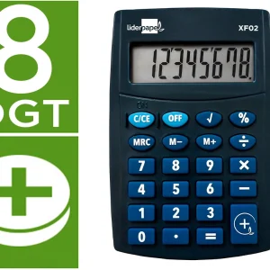 Calculadora liderpapel de bolso xf03 8 digitos pilhas cor Azul 99x64x9 mm.