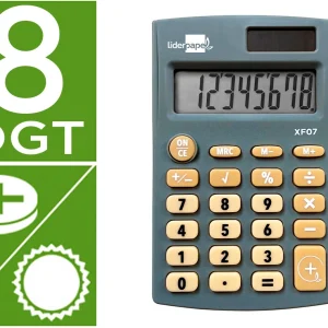 Calculadora liderpapel de bolso xf06 8 digitos solar e pilhas cor cinza 98x62x8 mm.