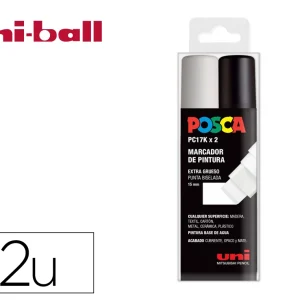 Marcador uni posca pc-17k/2c de pintura ponta biselada 15 mm estojo de 2 unidades branco/preto.