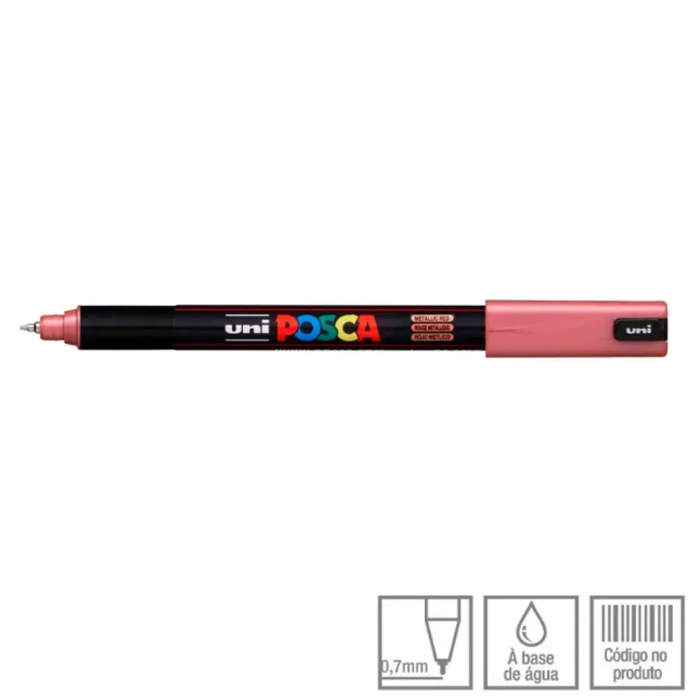 Marcador Uniball Posca PC1MR 0,7mm cor vermelho metalico (m15)