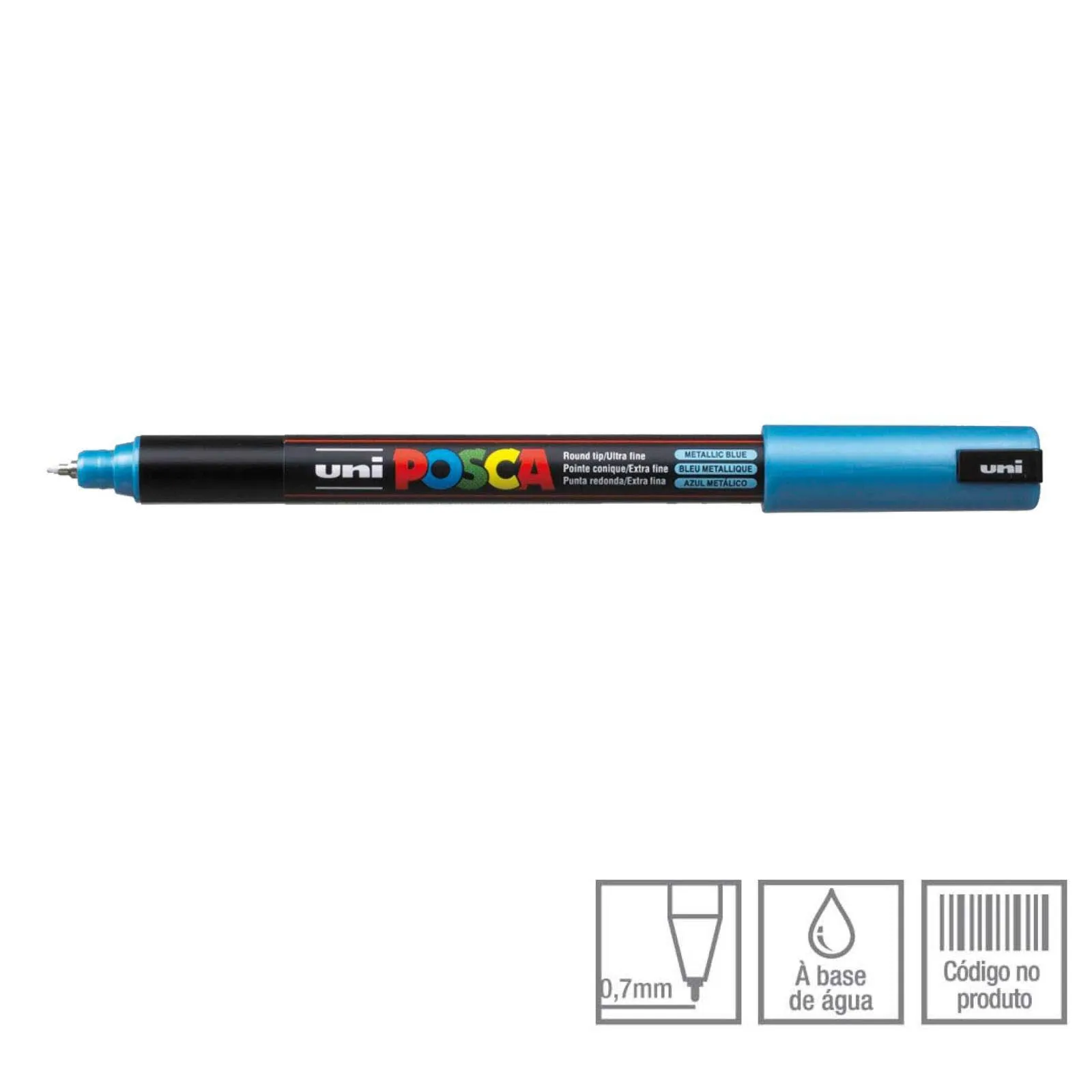 Marcador Uniball Posca PC1MR 0,7mm cor azul metalico (m33)