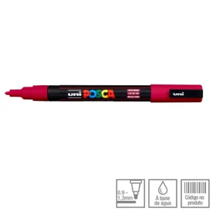 POSCA Marcador PC-3M Ponta Redonda Fina 0,9 a 1,3 mm vermelho tinto (60)