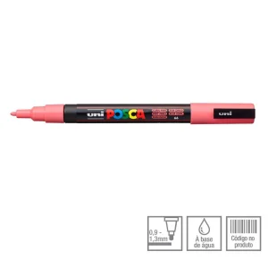 POSCA Marcador PC-3M Ponta Redonda Fina 0,9 a 1,3 mm Rosa coral(66)