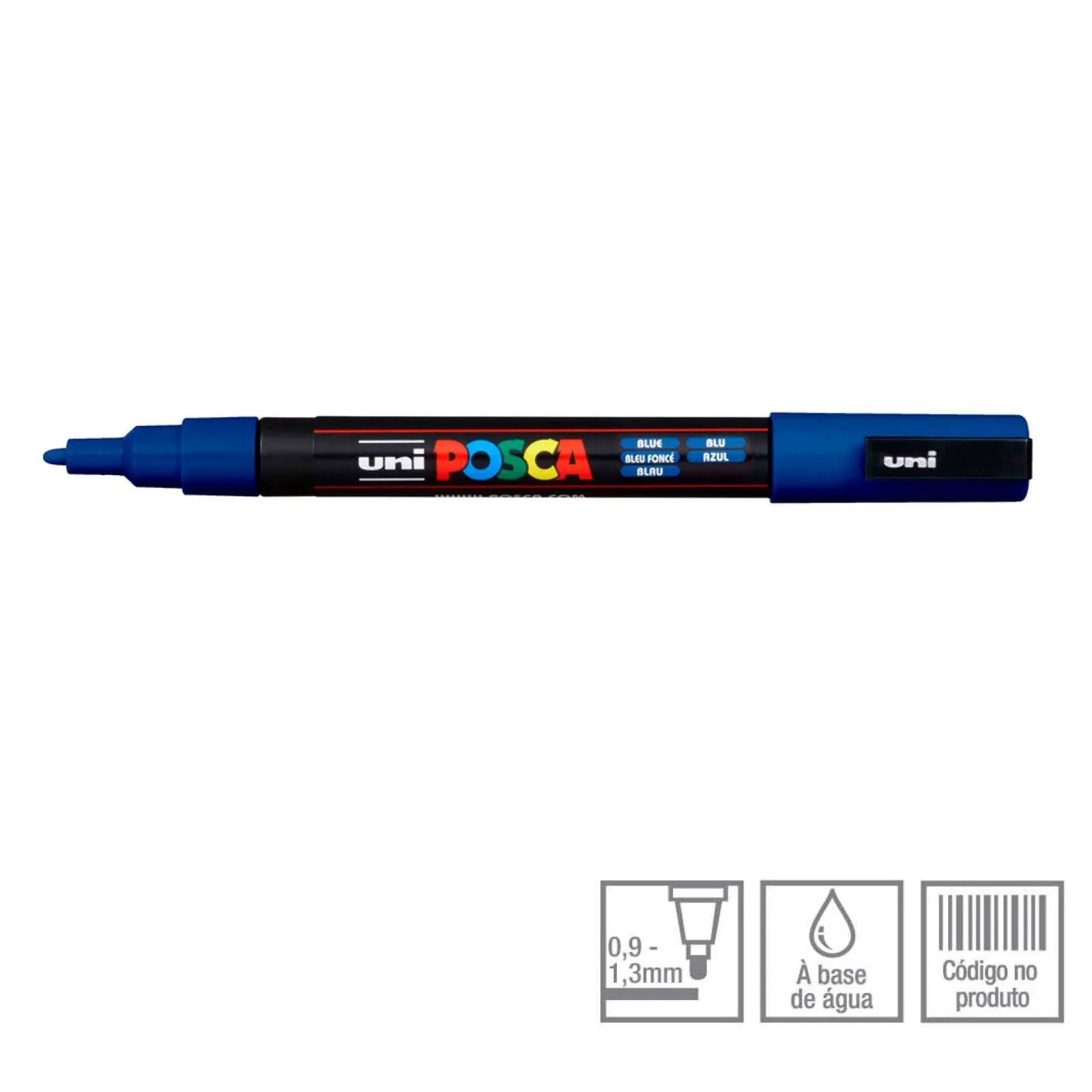 POSCA Marcador PC-3M Ponta Redonda Fina 0,9 a 1,3 mm Azul (33)