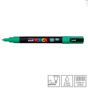 POSCA Marcador PC-3M Ponta Redonda Fina 0,9 a 1,3 mm Verde (6)