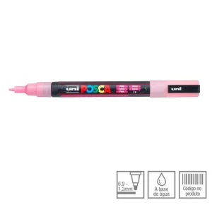 POSCA Marcador PC-3M Ponta Redonda Fina 0,9 a 1,3 mm Rosa (13)