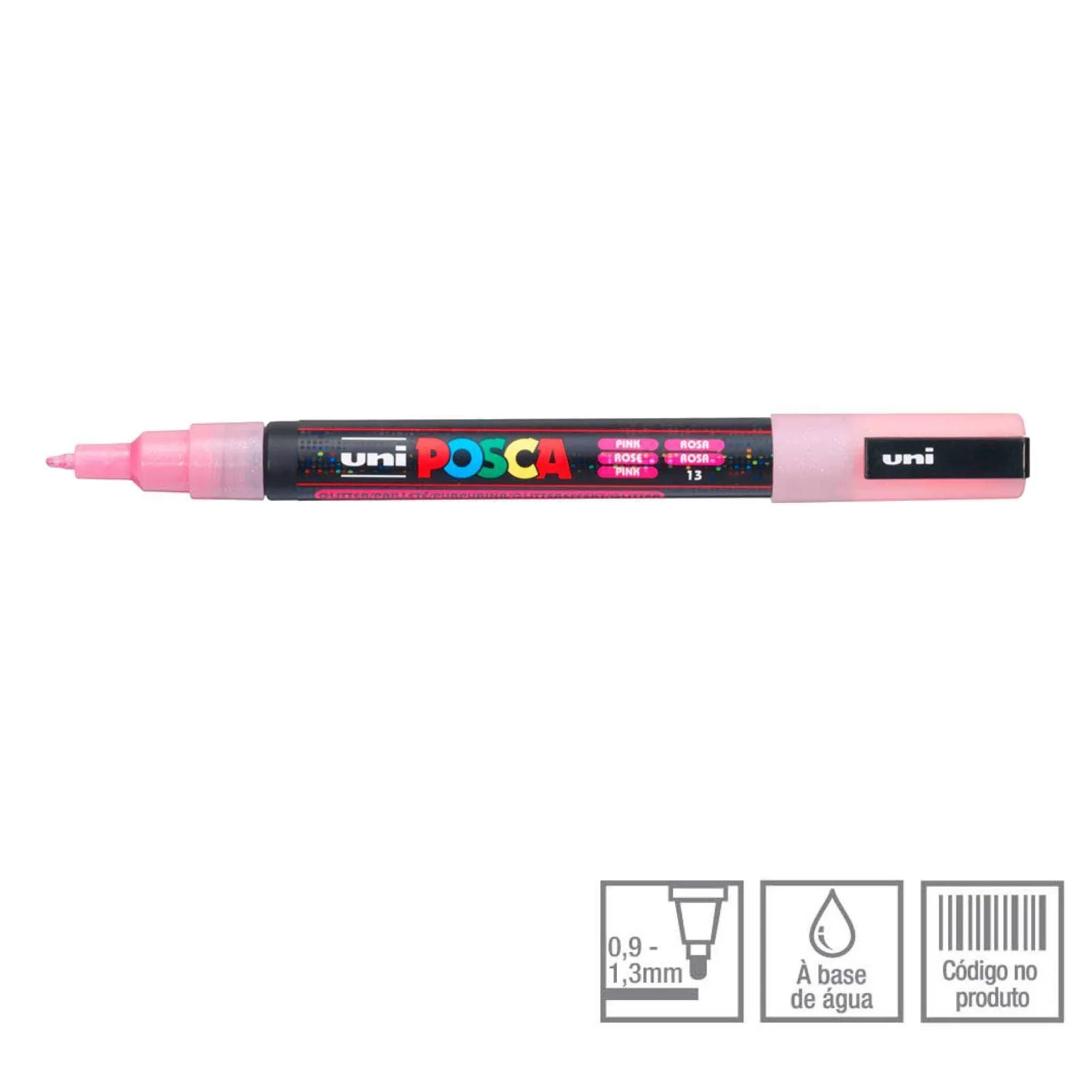 POSCA Marcador PC-3M Ponta Redonda Fina 0,9 a 1,3 mm Rosa (13)