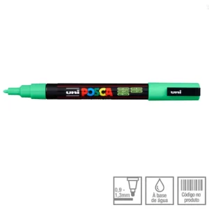 POSCA Marcador PC-3M Ponta Redonda Fina 0,9 a 1,3 mm Verde claro (5)