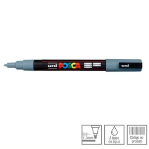 POSCA Marcador PC-3M Ponta Redonda Fina 0,9 a 1,3 mm Cinza (37)