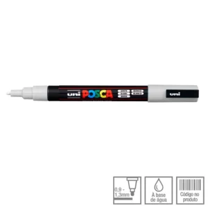 POSCA Marcador PC-3M Ponta Redonda Fina 0,9 a 1,3 mm Branco (1)