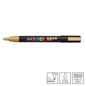 POSCA Marcador PC-3M Ponta Redonda Fina 0,9 a 1,3 mm Ouro (25)