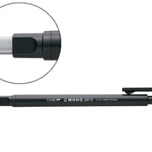 Porta borrachas tombow com clip ponta de borracha branca rectangular 2,5 x 5 mm cor preto