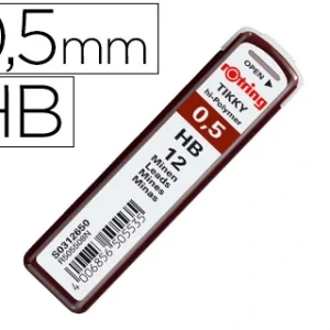 Minas rotring grafite 0,5 mm hb estojo de 12 minas.
