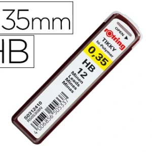 Minas rotring grafite 0,35 mm hb estojo de 12 minas.