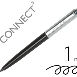 Esferografica q-connect premium metalica retratil com clip cor preto ponta 1 mm.