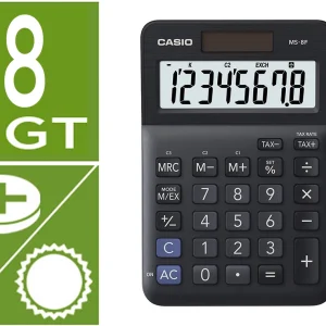 CALCULADORA CASIO MS-8F DE SECRETARIA 8 DIGITOS PRETA