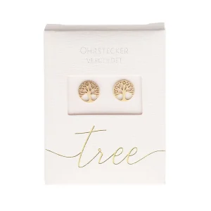 Brincos Clássicos arvore da vida Aço inoxidável – antialérgico, banhado a ouro