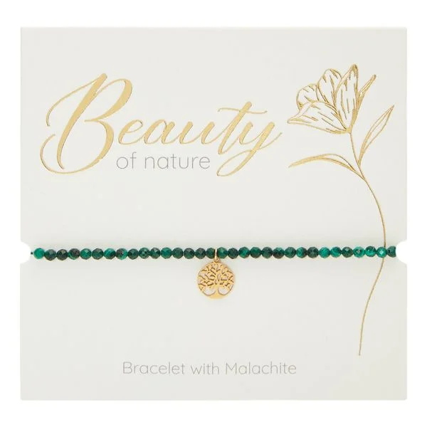 Pulseira - "Beleza da natureza" - banhada a ouro - malaquita - árvore da vida