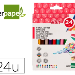 Marcador liderpapel feltro slim caixa 24 cores.