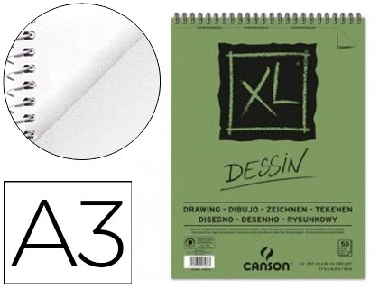 Bloco de desenho canson xl dessin a3 liso espiral 50 folhas 160 gr.