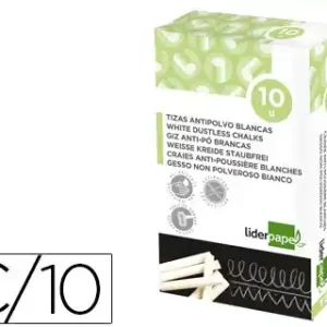 Giz branco anti pó liderpapel caixa 10 unidades
