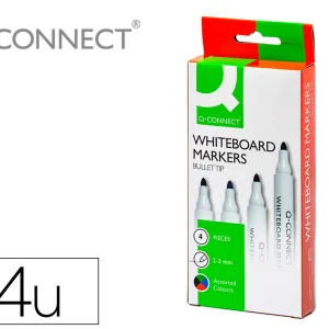 Marcador q-connect quadro branco 4 cores sortidas ponta redonda 3.0 mm.