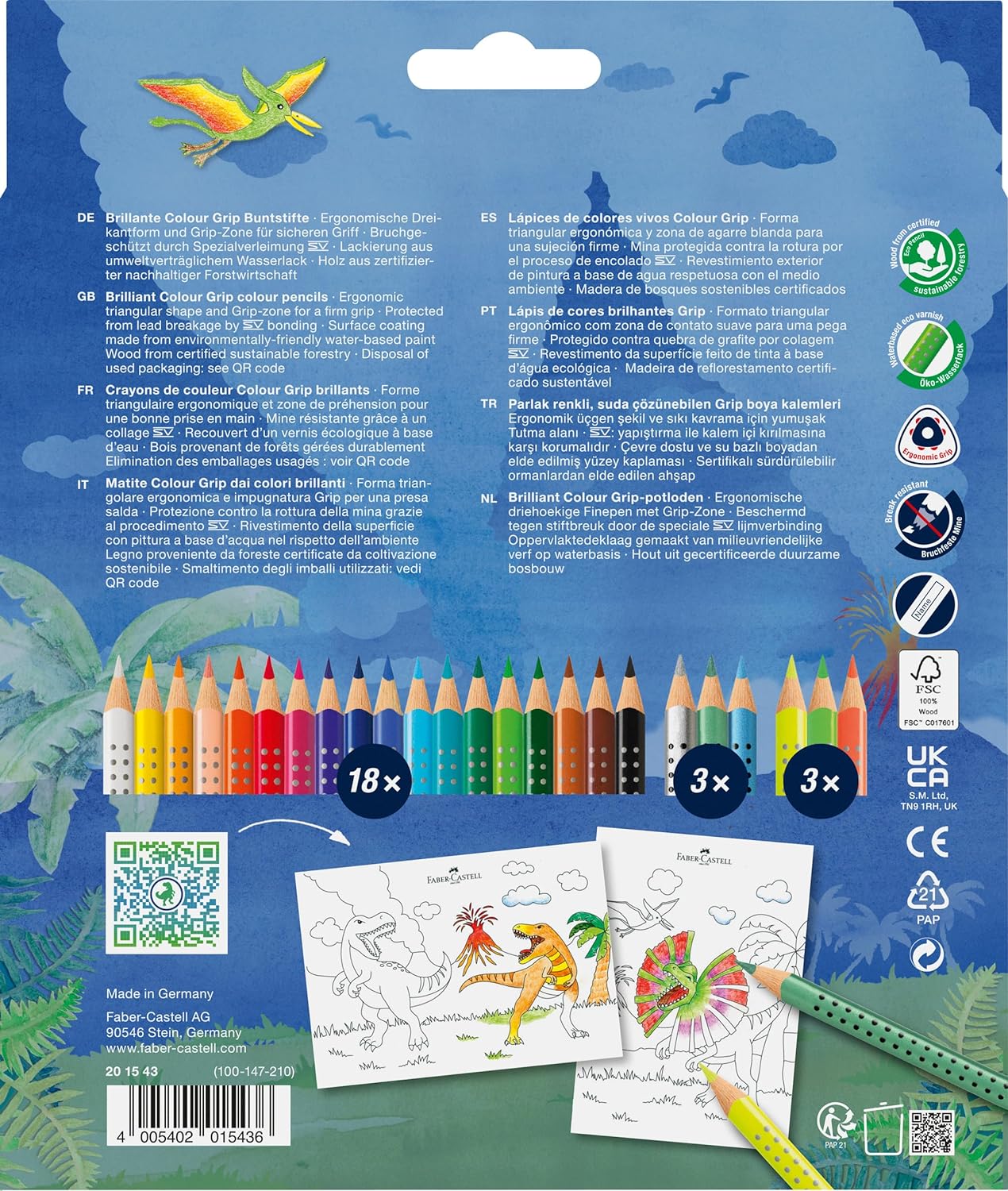 LAPIS DE COR GRIP DINOSSAURO 18+3 NEON Faber Castell - Image 2