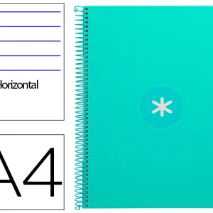 Caderno espiral liderpapel din a4 antartik capa forrada 80f 90 gr pautado 1 banda 4 furos cor menta.