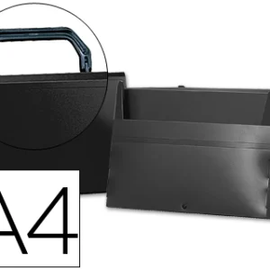 Pasta porta documentos liderpapel polipropileno din a4 preta com asa.