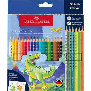 LAPIS DE COR GRIP DINOSSAURO 18+3 NEON Faber Castell