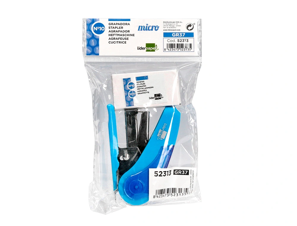 Agrafador liderpapel micro com bolsa e caixa de 1000 agrafes capacidade 20 folhas. - Image 3