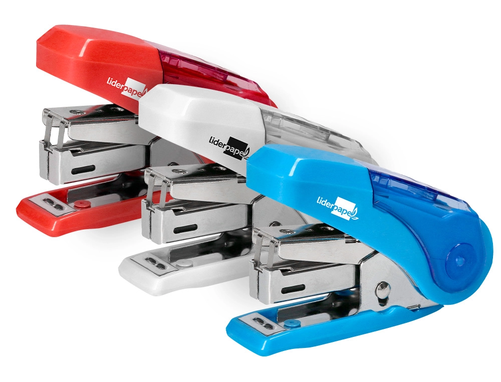 Agrafador liderpapel micro com bolsa e caixa de 1000 agrafes capacidade 20 folhas.