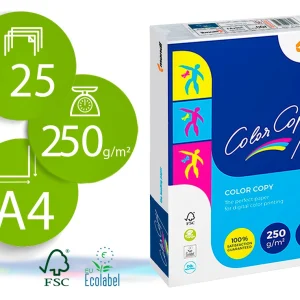 Papel color copy brilhante din a4 250 gr embalagem de 125 folhas.