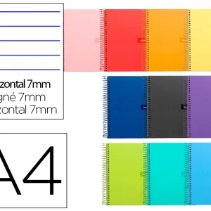 CADERNO ESPIRAL LIDERPAPEL DIN A4 CRAFTY CAPA FORRADA 80F 90 GR PAUTADO 7MM DUPLA MARGEM CORES SORTIDAS