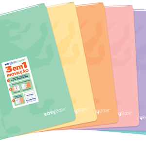 CADERNO AGRAFADO A4 48F PAUTADO CORES PASTEL