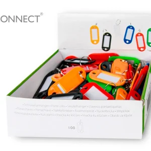 CHAVEIRO PORTA-ETIQUETAS Q-CONNECT CAIXA DE 100 UNIDADES CORES SORTIDAS