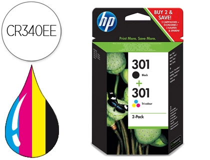 Tinteiro hp 301 preto e cores