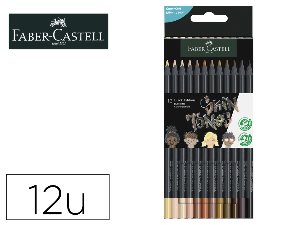 LAPIS DE COR BLACK EDITION CX 12 TONS DE PELE FABER-CASTELL
