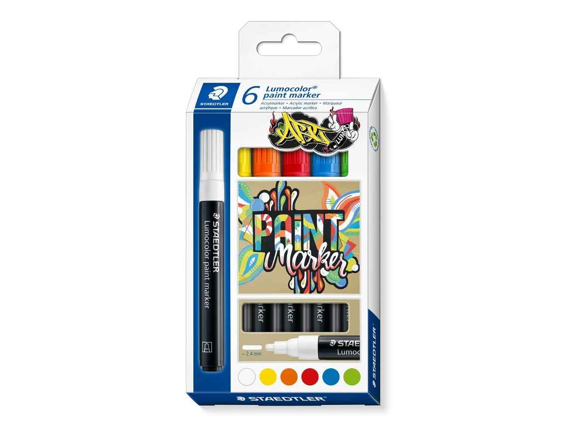 Marcador acrílico com ponta redonda cx 6 unid